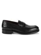 Canali Leather Brogue Penny Loafers
