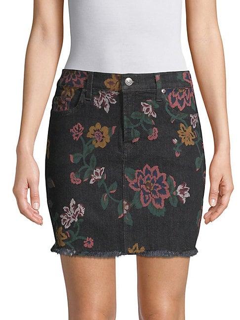 7 For All Mankind Floral Denim Mini Skirt