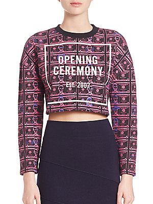 Opening Ceremony Money-print Cropped Sweatshirt