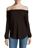 Red Haute Solid Off-the-shoulder Long-sleeve Top