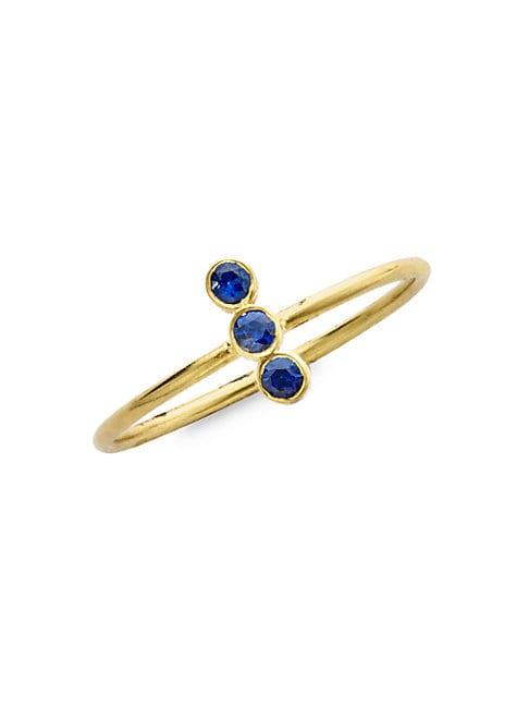 Legend Amrapali Tarakini 18k Gold & Blue Sapphire Three-stone Ring