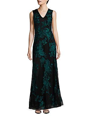 Theia Floral-embossed Gown