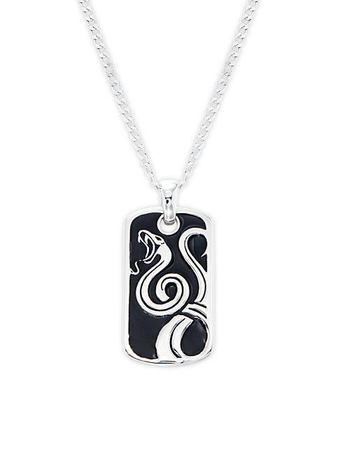 Saks Fifth Avenue Made In Italy Sterling Silver Phyton-design Dog Tag Necklace