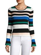 Scripted Striped Bell Sleeve Sweater