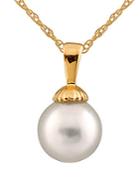 Masako 9-10mm White Pearl And 14k Yellow Gold Pendant Necklace