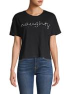 French Connection Naughty Embroidered Cotton Tee