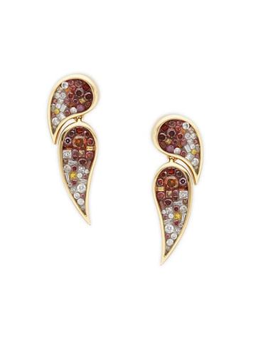 Plev 18k Yellow Gold & Multicolored Diamond Drop Earrings