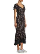 Likely Melanie Belted Floral Ruffle Midi Dress