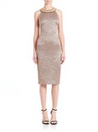 Badgley Mischka Beaded Leopard-print Dress