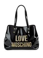 Love Moschino Logo Faux Patent Tote