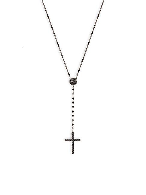 Lana Jewelry 14k Black Gold & Black Diamond Cross Pendant Necklace