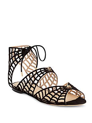 Charlotte Olympia Miss Muffet Suede Flat Sandals