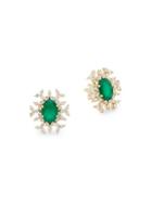 Hueb 18k Gold Emerald & Diamond Starburst Earrings