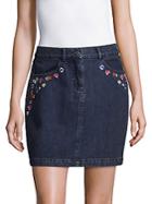 The Kooples Floral Cotton Denim Skirt