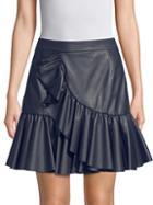 Rebecca Taylor Ruffle Faux Leather Mini Skirt