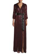 Alice + Olivia Bayley Sequin Collared Wrap Gown