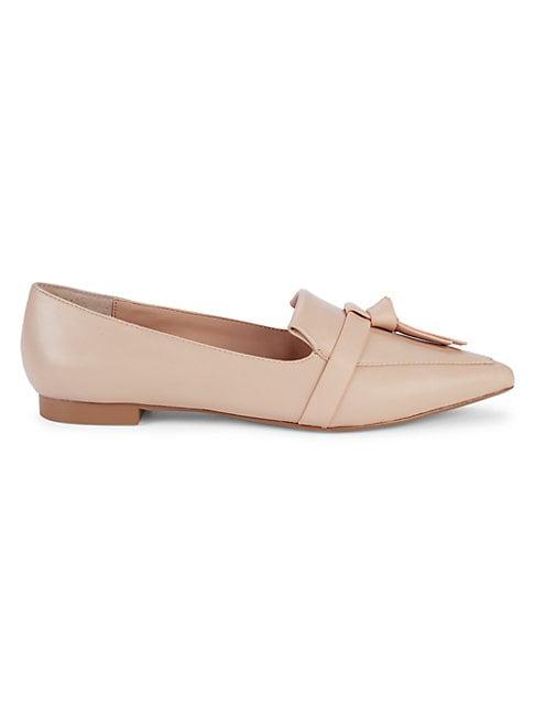 Saks Fifth Avenue Rose Leather Point-toe Flats