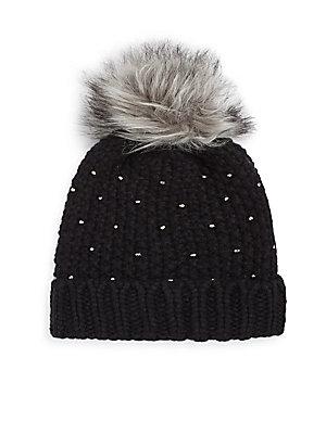 Saks Fifth Avenue Beaded Winter Faux Fur Hat