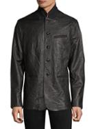 John Varvatos Crinkle Leather Blazer Jacket