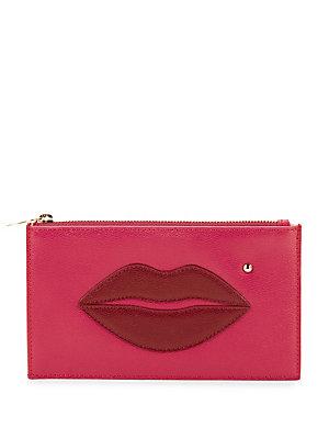 Charlotte Olympia Pouty Textured Leather Lip-accent Pouch