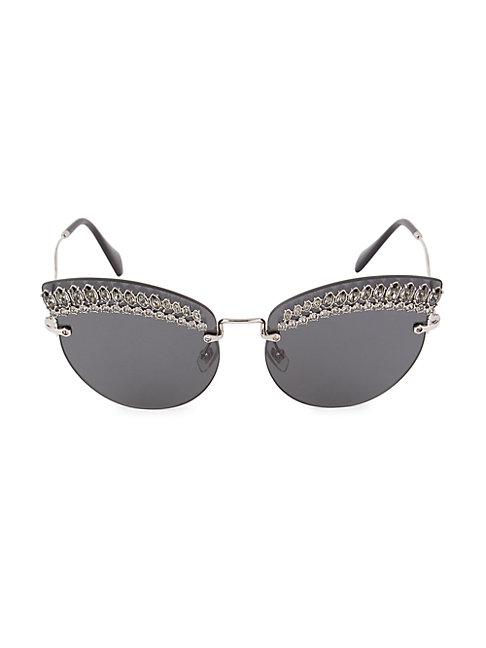 Miu Miu 65mm Winged Rhinestone Sunglasses