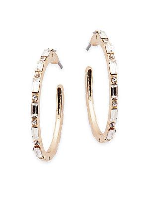 Gemma Simone Crystal Studded Hoop Earrings- 1.26in