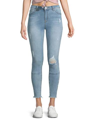 Lala Anthony Frayed Hem Skinny Jeans