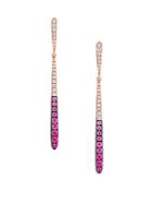 Kc Designs 14k Yellow Gold Diamonds & Pink Sapphire Drop Earrings