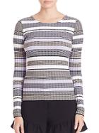 Elizabeth And James Rib-knit Striped Long-sleeve Top