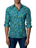 Jared Lang Trim-fit Floral-print Cotton Sport Shirt