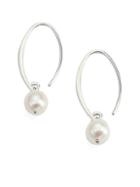 Saks Fifth Avenue 9mm Freshwater White Pearl & Sterling Silver Arc Earrings