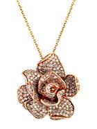 Effy 14 Kt. Rose Gold Diamond Rose Pendant Necklace