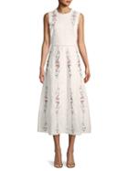 Stellah Floral Embroidered Cotton Midi Dress