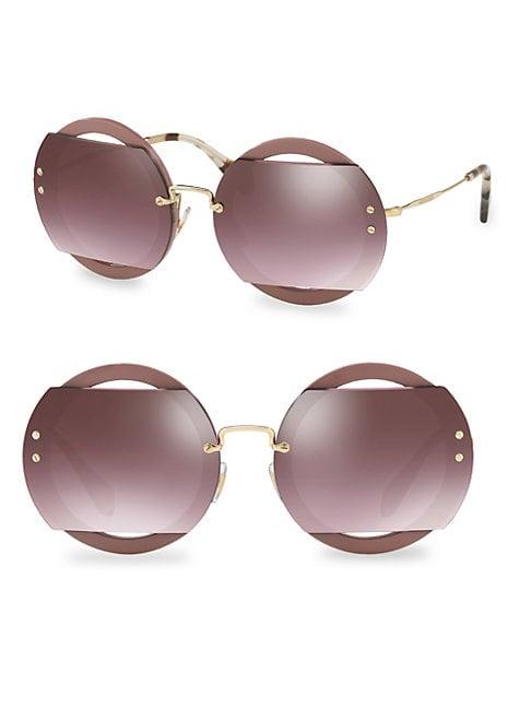 Miu Miu 63mm Mirrored Round Sunglasses