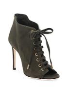 Jimmy Choo Mavy Suede Peep-toe Lace-up Booties