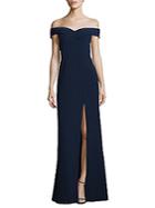 Adrianna Papell Slit Off-the-shoulder Gown