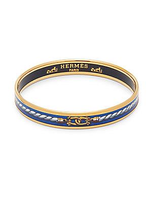 Herm S Vintage Blue/gold Rope Enamel Narrow Bracelet