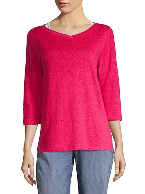 Eileen Fisher Organic Linen Three-quarter Sleeve T-shirt