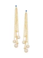Rivka Friedman Blue & White Crystal Chained Tassel Earrings