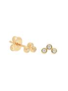 Nephora 14k Yellow Gold & Triple Circle Diamond Stud Earrings