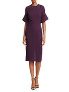 Roland Mouret Bancroft Piped Bell-sleeve Wool Dress
