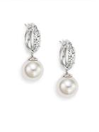 Majorica Ophol 10mm White Round Pearl & Sterling Silver Hoop Earrings