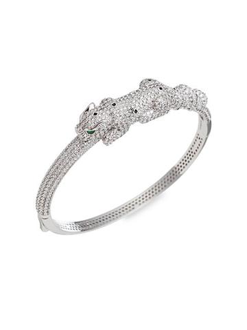 Eye Candy La Luxe Silvertone & Crystal Jaguar Cuff Bracelet
