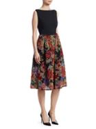 Lela Rose Boatneck Tassel-skirt A-line Dress