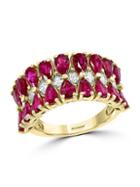 Effy 14k Yellow Gold Ruby & Diamond Tiered Ring