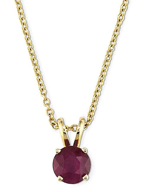 Effy 14k Gold & Ruby Pendant Necklace
