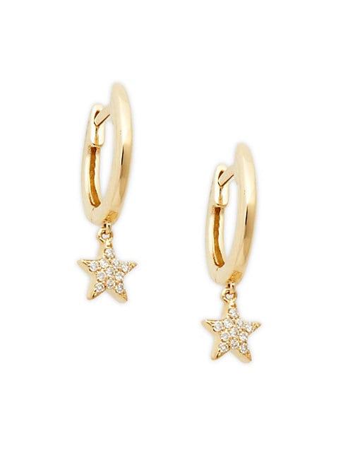 Saks Fifth Avenue 14k Yellow Gold & Diamond Star Drop Earrings
