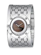 Gucci Twirl Stainless Steel Monogram Bangle Bracelet Watch