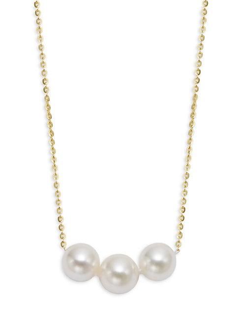 Tara Pearls 8mm Round White Cultured Pearl & 14k Yellow Gold Necklace