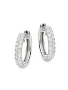 Diana M Jewels 14k White Gold & 0.41 Tcw Diamond Pave Huggie Hoop Earrings